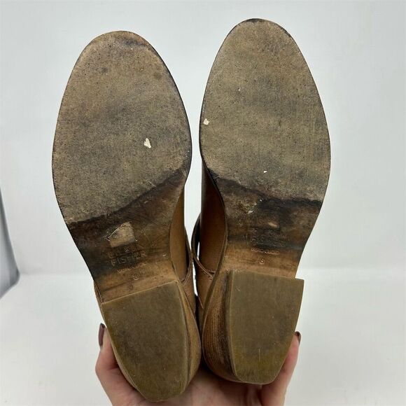 Eileen Fisher Ankle Booties Camel Tan Brown Leather Size 8 Strappy Back Zipper - Picture 12 of 15